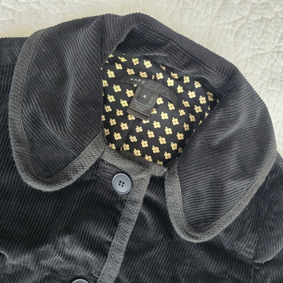 Marc Jacobs Corduroy Blazer Button Black Jacket With Peter Pan Collar - Picture 3 of 12